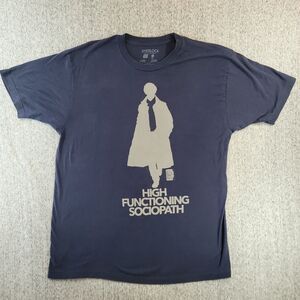 Sherlock BBC High Functioning Sociopath Navy Blue Graphic T-Shirt Mens XL